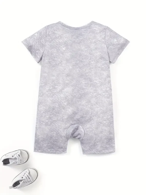 1pc LULUKAKA Baby Boys' Casual Romper, Cute Duck Cartoon Print, All-Season Knit Polyester, Regular Fit Short-Sleeve Bodysuit for Newborns and Infants, for Outdoor