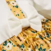 LULUKAKA Fake Two-Piece Baby Girl Romper with Small Floral Print, Ruffled Long Sleeves, And a Water Drop Button Dress for Newborn Girls, for Outdoor