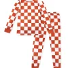 LULUKAKA Boys' Checkered Pattern Long-Sleeve And Pants Pajama Set for Home Wear.