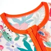 [1pc LULUKAKA Baby Girls Floral Romper] 1pc LULUKAKA Fiber Baby Girls Romper - Casual Floral Print, Short Sleeve, Round Neck, Summer Knit Jumpsuit with Zipper, Loose Fit Infant Bodysuit, for Outdoor