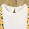 LULUKAKA Fake Two-Piece Baby Girl Romper with Small Floral Print, Ruffled Long Sleeves, And a Water Drop Button Dress for Newborn Girls, for Outdoor