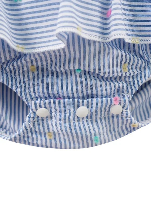 1pc LULUKAKA Baby Girls' Sleeveless Striped Print Romper, Casual Polyester Knit Fabric, Round Neck with Waterdrop Buckle, Regular Fit Infant Bodysuit, for Outdoor