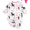 LULUKAKA Adorable Puppy Print Zip-Up Romper for Girls - Cozy Long Sleeve Onesie with Matching Headband, Perfect for Fall/Winter, Perfect for Outdoor