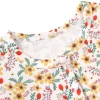 LULUKAKA Girls' Floral Print Romper with Ruffle Sleeves and Round Neck, Polyester Spandex Blend, Machine Washable - Newborn Baby Clothes, Yellow Flower, One Piece, Children's Clothing, Perfect for Outdoor