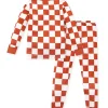 LULUKAKA Boys' Checkered Pattern Long-Sleeve And Pants Pajama Set for Home Wear.